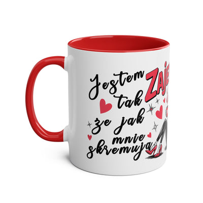 Funny Two-Tone Coffee Mug - 'Jestem tak Zajebista' Design for Coffee Lovers