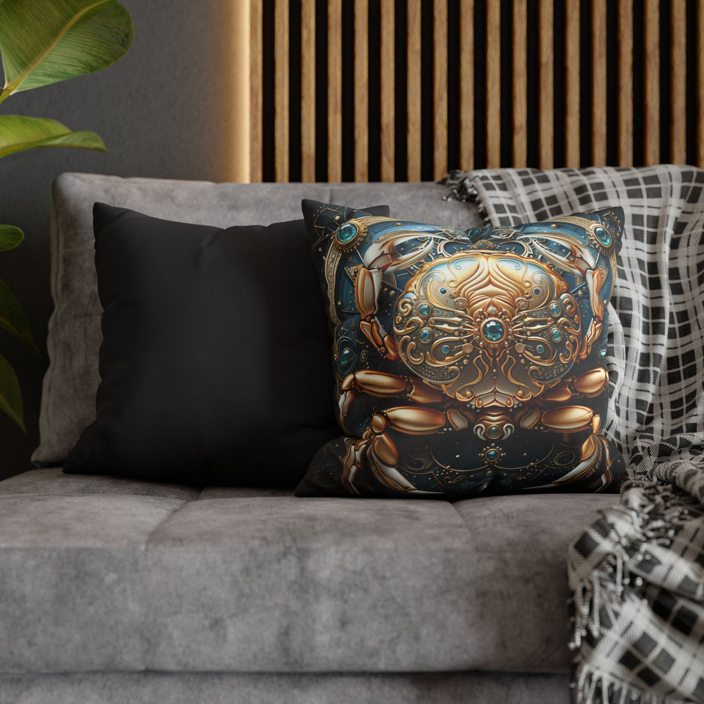 Artistic Cancer Zodiac Poly Canvas Pillowcase - Luxurious Sea-Themed Home Decor