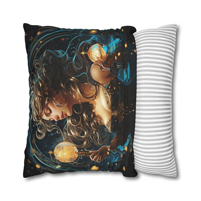 Artistic Aquarius Zodiac Pillowcase with Mystic Woman Design