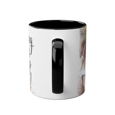 Whimsical Two-Tone Coffee Mug - "Brewing Stories" - Perfect for Book Lovers