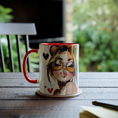 Chic Two-Tone Coffee Mug - Heart Design, Love Quote | Perfect Gift for Friends & Loved Ones