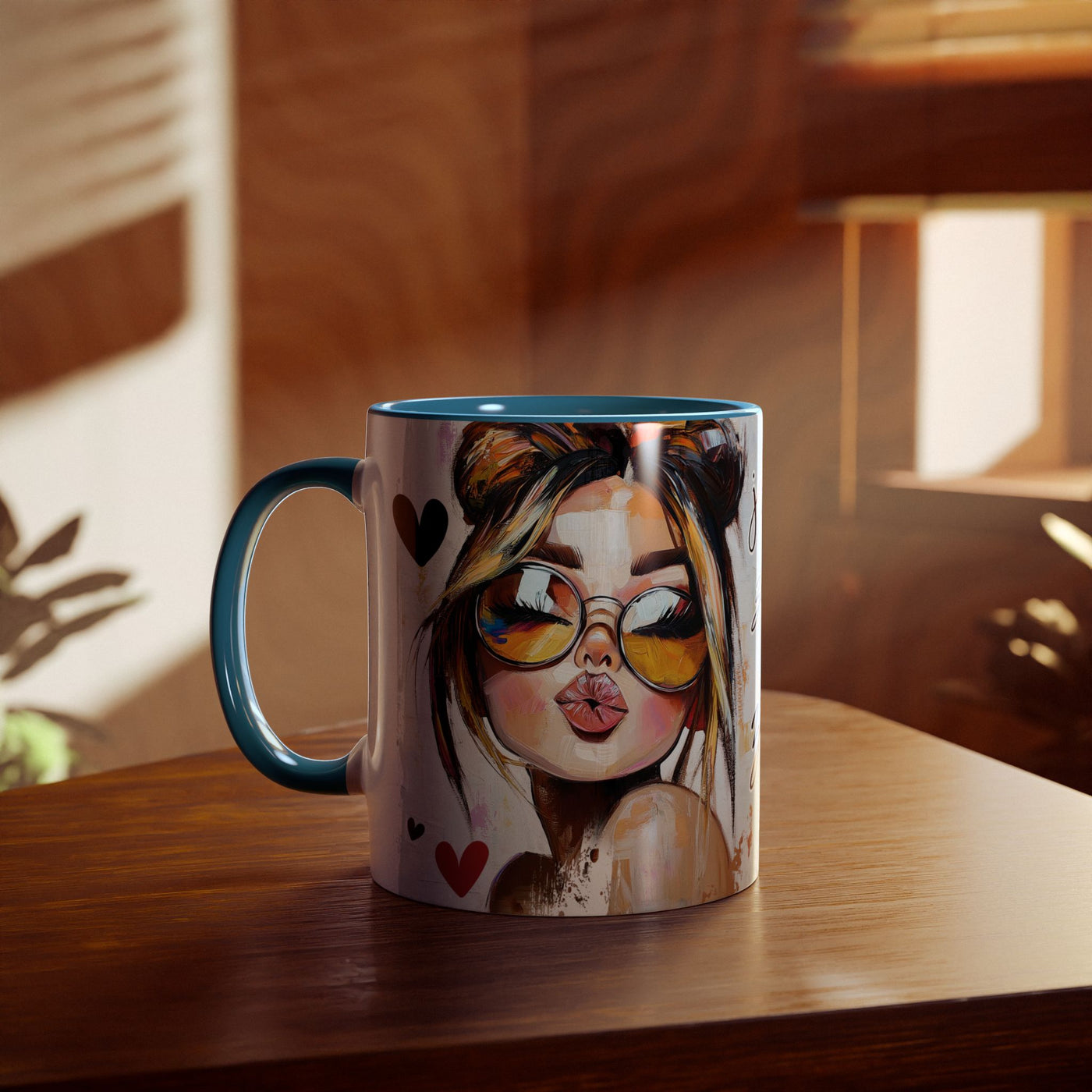 Chic Two-Tone Coffee Mug - Heart Design, Love Quote | Perfect Gift for Friends & Loved Ones