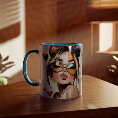 Chic Two-Tone Coffee Mug - Heart Design, Love Quote | Perfect Gift for Friends & Loved Ones