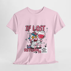 Funny Unicorn Tee: 'If Lost Return To .. QR with Adress' Cotton T-Shirt