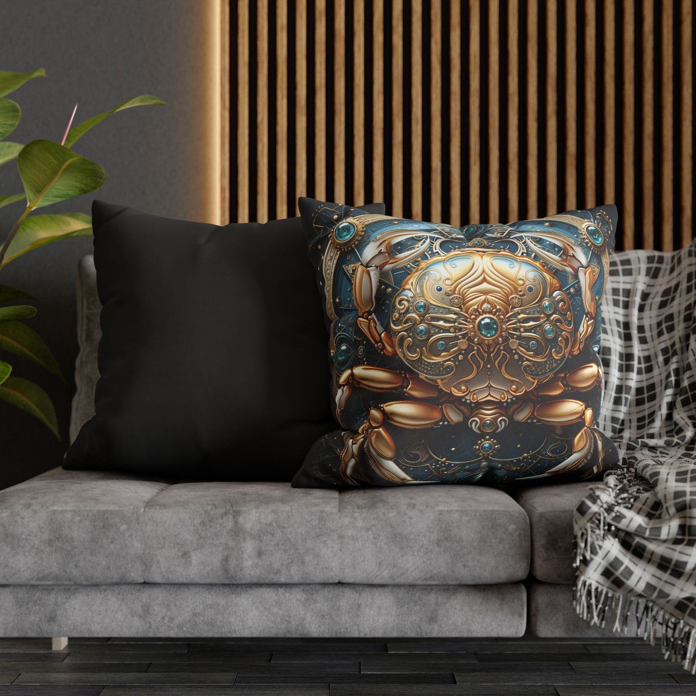 Artistic Cancer Zodiac Poly Canvas Pillowcase - Luxurious Sea-Themed Home Decor