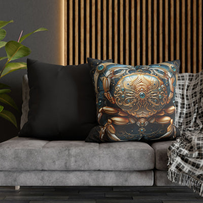 Artistic Cancer Zodiac Poly Canvas Pillowcase - Luxurious Sea-Themed Home Decor