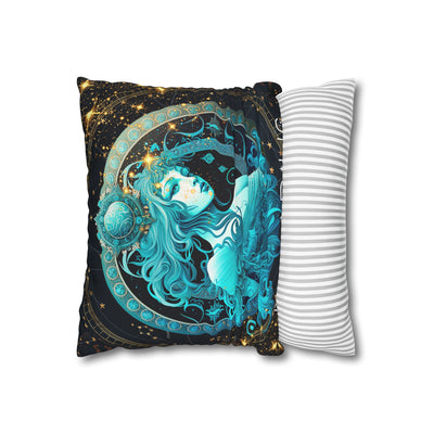 Astrology-Inspired Square Poly Canvas Pillowcase - Aquarius Zodiac Decor for Dreamy Spaces