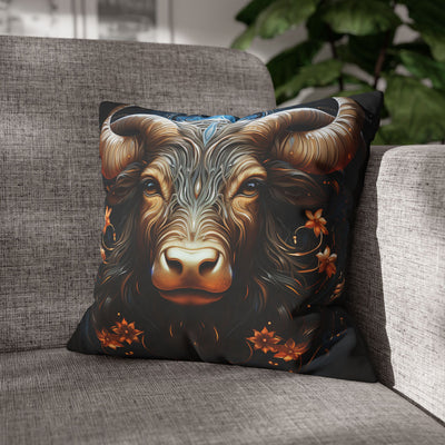 Taurus Zodiac Decorative Pillowcase - Artful Square Poly Canvas Cushion for Home Decor