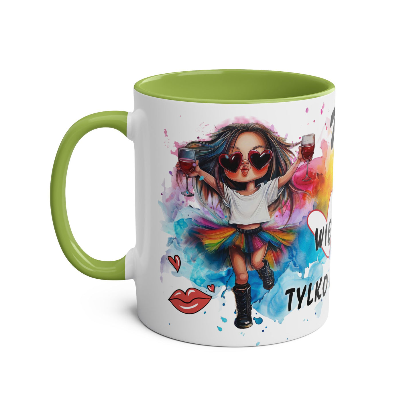 Colorful Two-Tone Coffee Mug - Fun Wine Lover Design