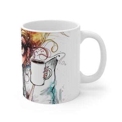 Whimsical Cat Lover Coffee Mug - 11oz & 15oz Ceramic Cups