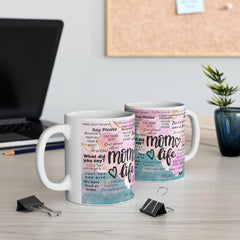 Białe ceramiczne kubki Mom Life, 11 uncji, 15 uncji