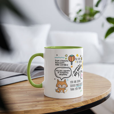 Inspirational Two-Tone Coffee Mug - 11oz - Positive Affirmations & Cute Designs