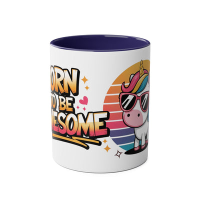 Unicorn Two-Tone Coffee Mug - 11oz Born to Be Awesome Design