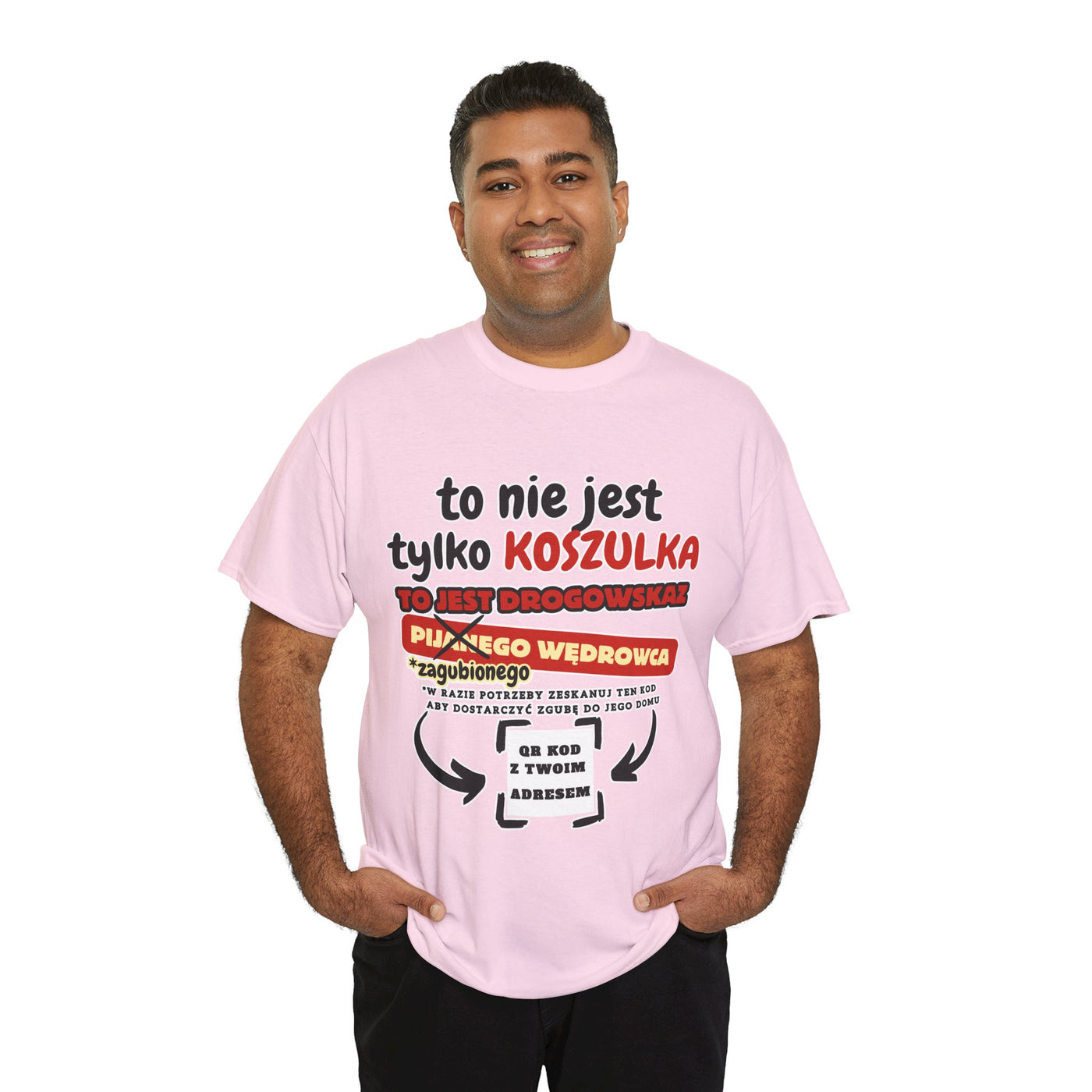 Unisex Zabawny T-Shirt Pijany Wędrowiec z własnym QR Code
