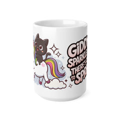 Giddy Sparkles Unicorn Cat Ceramic Coffee Cup - Fun 11oz & 15oz Mugs for Cat Lovers