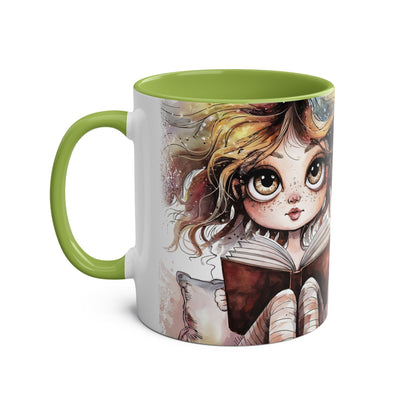 Whimsical Two-Tone Coffee Mug - "Brewing Stories" - Perfect for Book Lovers