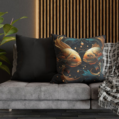 Artistic Pisces Zodiac Poly Canvas Pillowcase - Decorative Throw Cushion for Home Decor