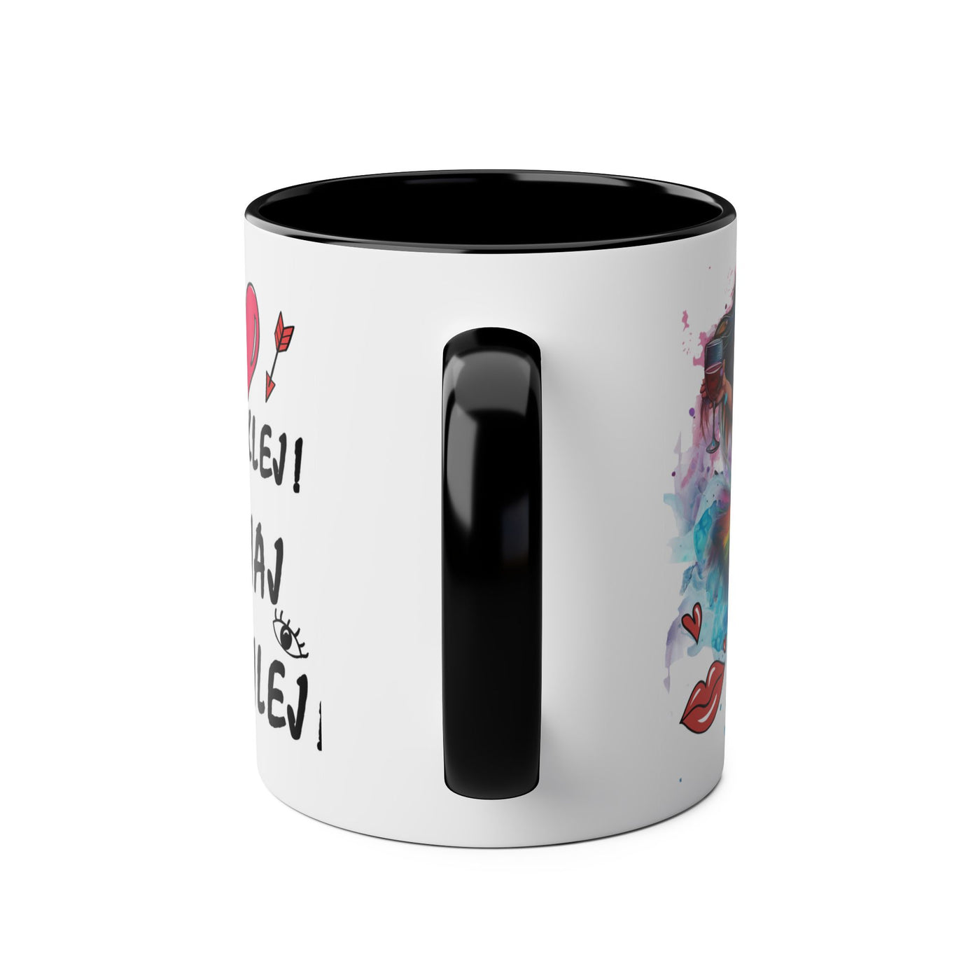 Colorful Two-Tone Coffee Mug - Fun Wine Lover Design
