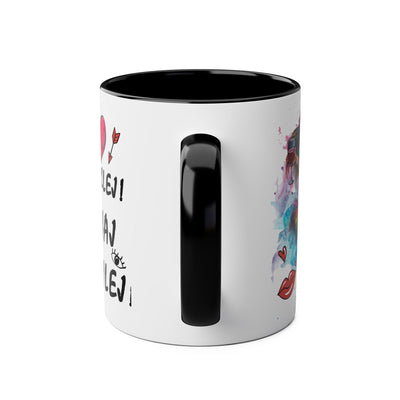 Colorful Two-Tone Coffee Mug - Fun Wine Lover Design