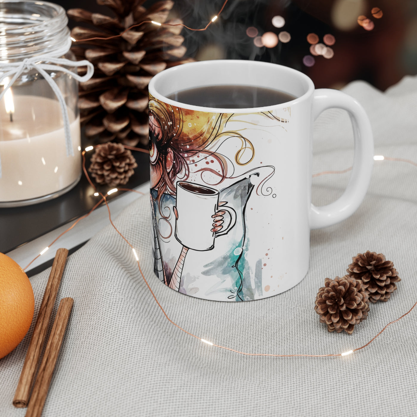 Whimsical Cat Lover Coffee Mug - 11oz & 15oz Ceramic Cups