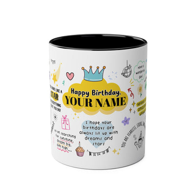 Personalized Two-Tone Birthday Coffee Mug - Celebrate with Custom Name Design