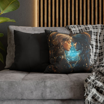 Gemini Zodiac Pillowcase - Mystical Portraits Decorative Cushion Cover