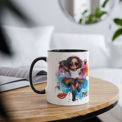 Colorful Two-Tone Coffee Mug - Fun Wine Lover Design
