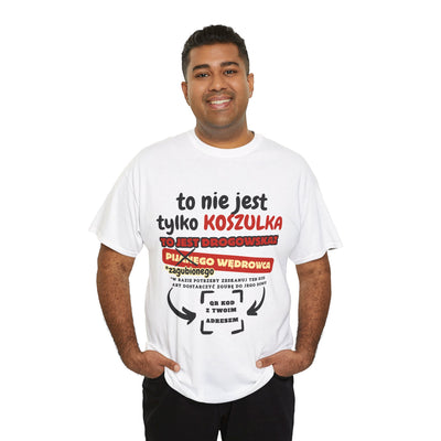 Unisex Zabawny T-Shirt Pijany Wędrowiec z własnym QR Code