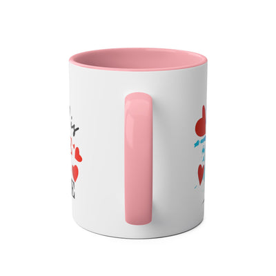 Cute Two-Tone Love & Cuddle Coffee Mug | 11oz Heart Design