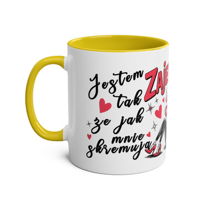 Funny Two-Tone Coffee Mug - 'Jestem tak Zajebista' Design for Coffee Lovers