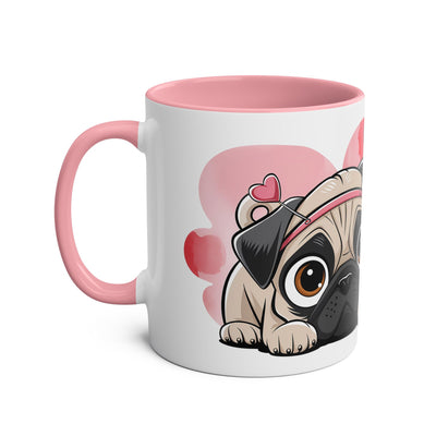 I Love You Two-Tones Mug with Cute Pug Dog