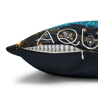 Astrology-Inspired Square Poly Canvas Pillowcase - Aquarius Zodiac Decor for Dreamy Spaces