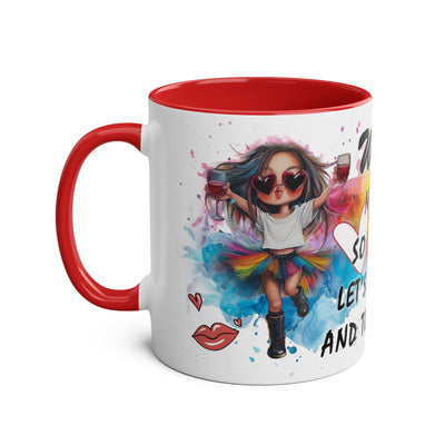 Colorful Wine Lover's Mug - "Let's Drink!" Art Design - Perfect Gift for Celebrations  Two-Tone Ceramic Mug