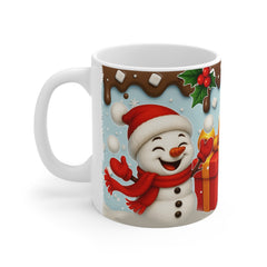 Christmas Cheer Cute Snowman Design 11oz Mug - Holiday Coffee Cup, Gift for Him/Her, Winter Decor, Festive Hot Beverage Mug,