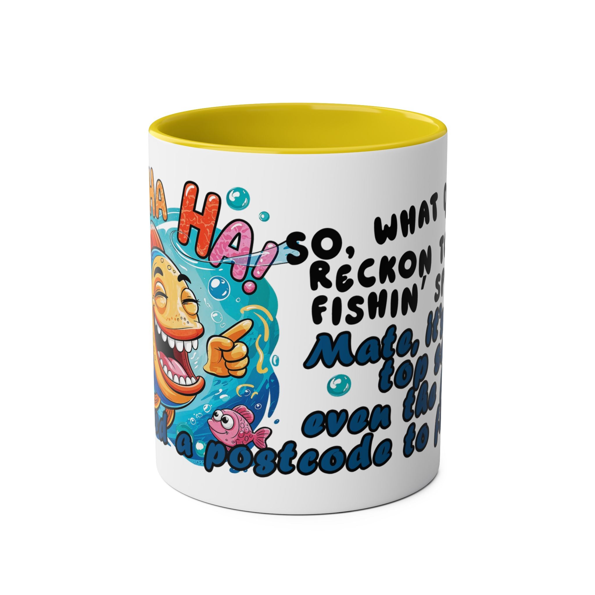 Coffee Mug - Humorous Fish-Themed Two-Tone Design, 11oz