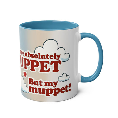 Fun Two-Tone Coffee Mug with Muppet Design - Personalised from Photo. 11 oz