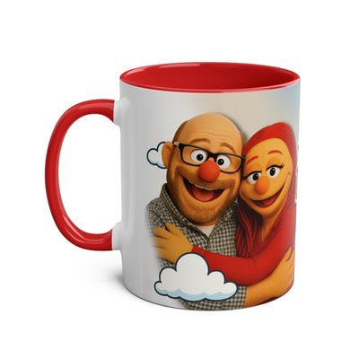 Fun Two-Tone Coffee Mug with Muppet Design - Personalised from Photo. 11 oz