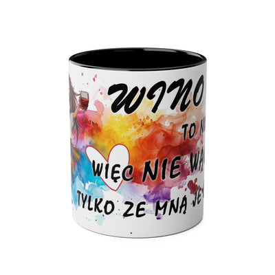 Colorful Two-Tone Coffee Mug - Fun Wine Lover Design