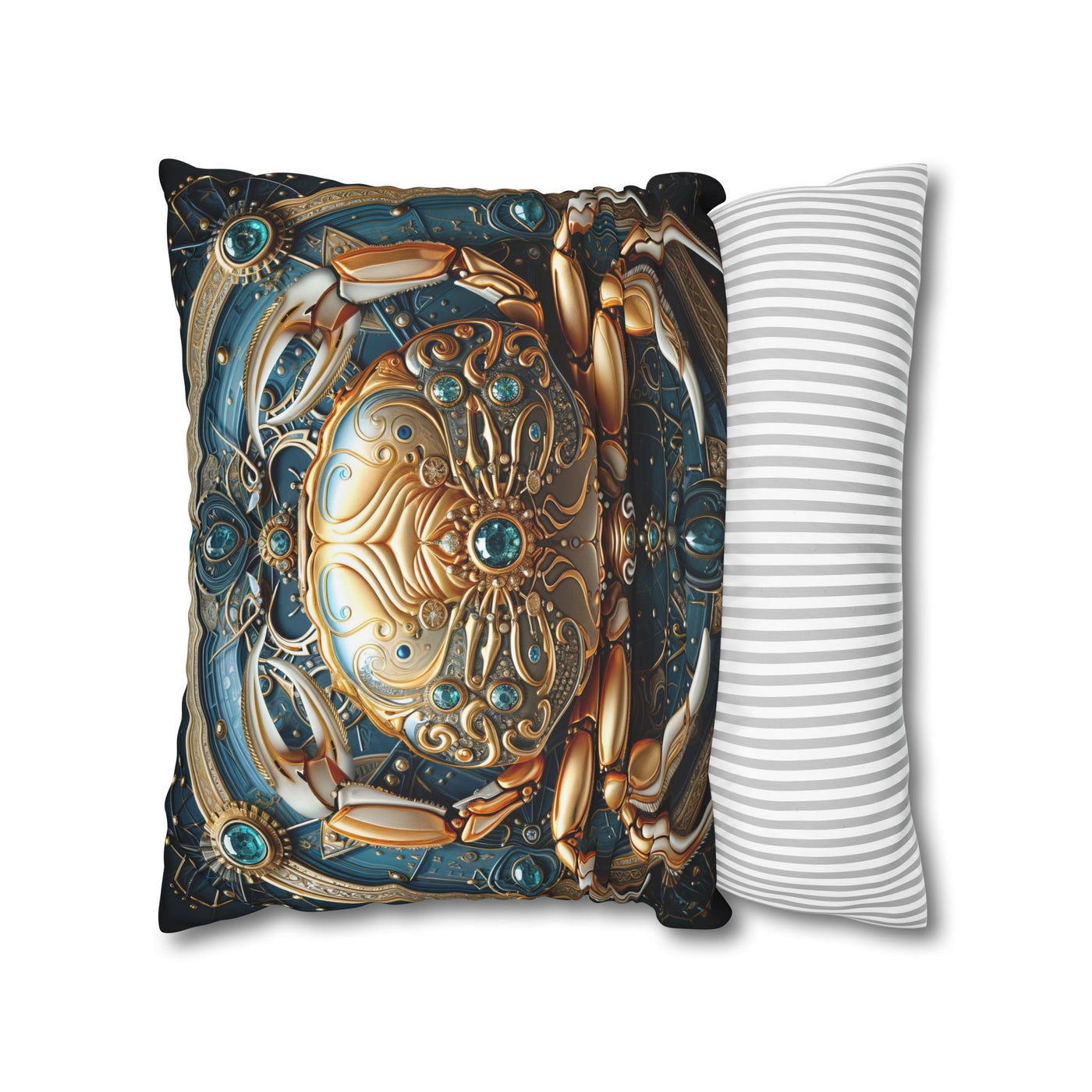 Artistic Cancer Zodiac Poly Canvas Pillowcase - Luxurious Sea-Themed Home Decor