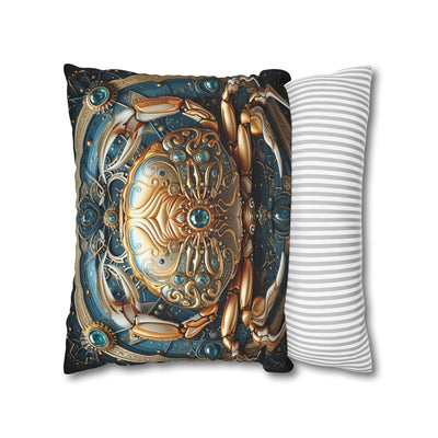 Artistic Cancer Zodiac Poly Canvas Pillowcase - Luxurious Sea-Themed Home Decor