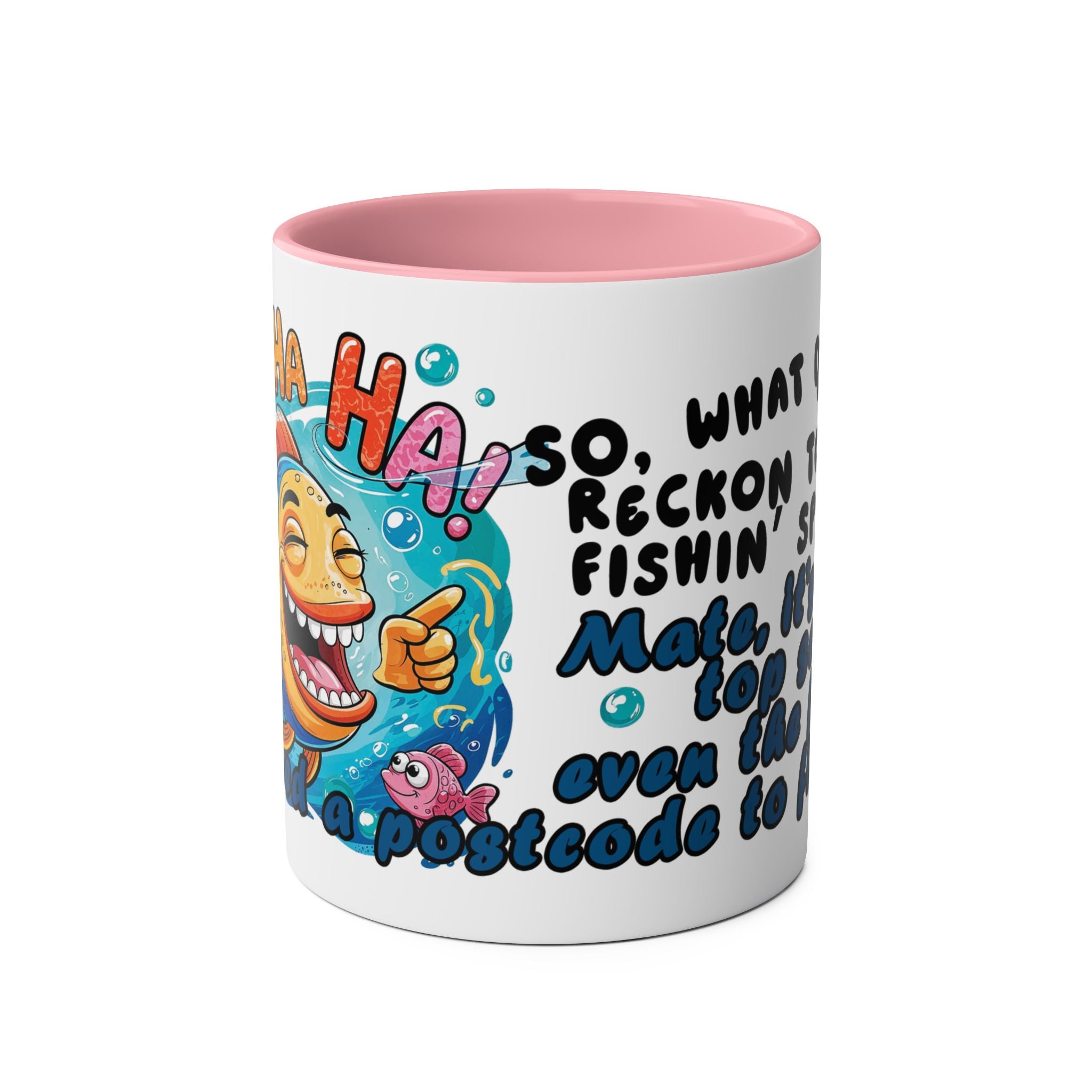 Coffee Mug - Humorous Fish-Themed Two-Tone Design, 11oz