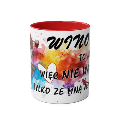 Colorful Two-Tone Coffee Mug - Fun Wine Lover Design