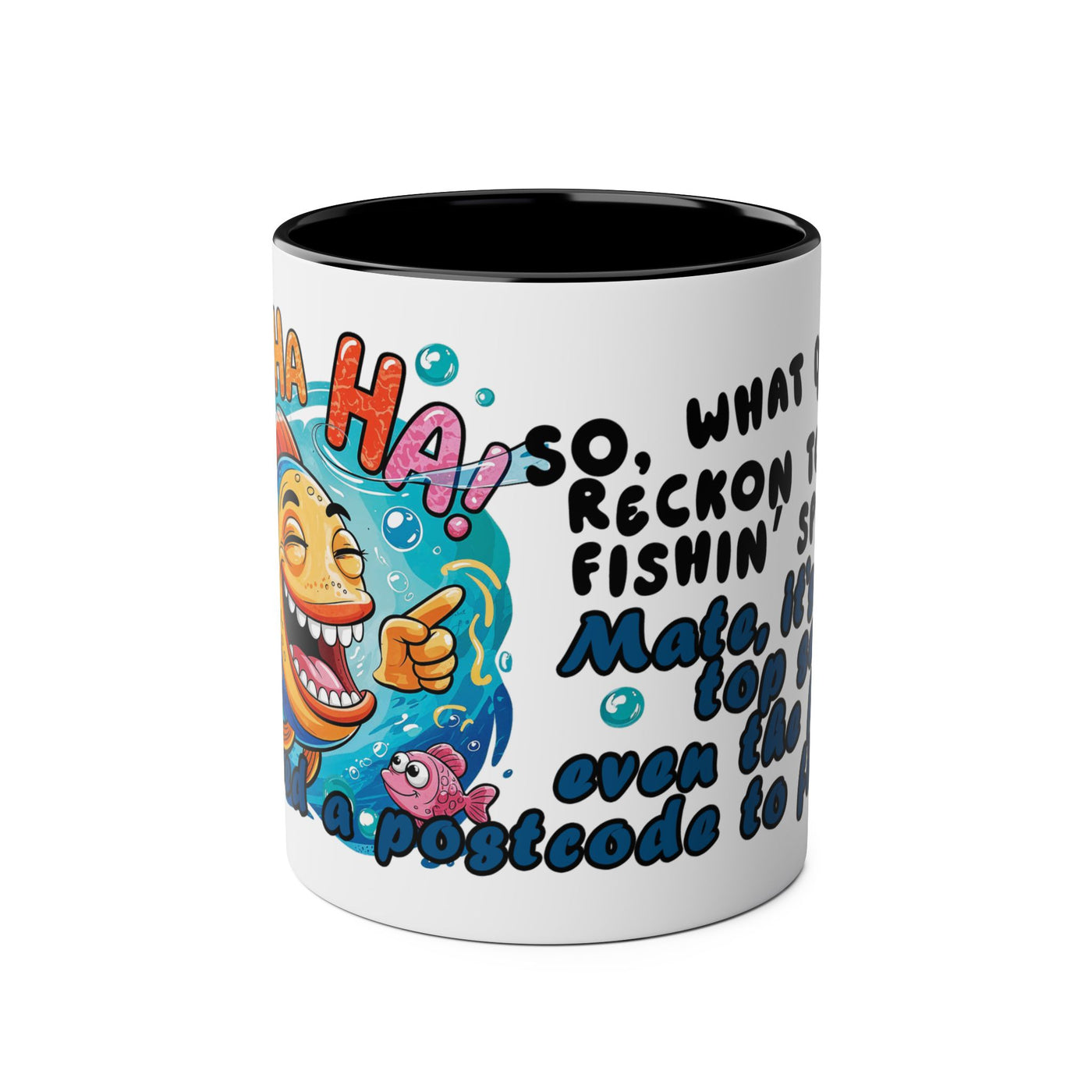Coffee Mug - Humorous Fish-Themed Two-Tone Design, 11oz