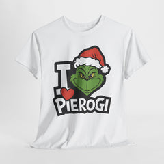 Świąteczna koszulka „I ❤️ Pierogi” – zabawny t-shirt z nadrukiem dla fanów pierogów