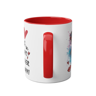 Colorful Wine Lover's Mug - "Let's Drink!" Art Design - Perfect Gift for Celebrations  Two-Tone Ceramic Mug