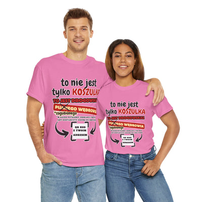 Unisex Zabawny T-Shirt Pijany Wędrowiec z własnym QR Code