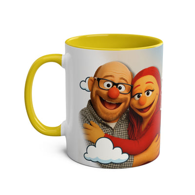Fun Two-Tone Coffee Mug with Muppet Design - Personalised from Photo. 11 oz