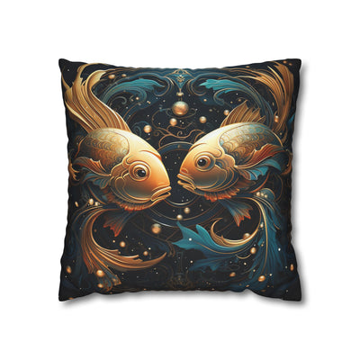 Artistic Pisces Zodiac Poly Canvas Pillowcase - Decorative Throw Cushion for Home Decor