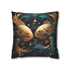 Artistic Pisces Zodiac Poly Canvas Pillowcase - Decorative Throw Cushion for Home Decor