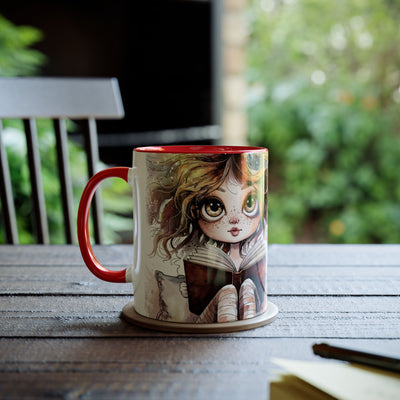 Whimsical Two-Tone Coffee Mug - "Brewing Stories" - Perfect for Book Lovers